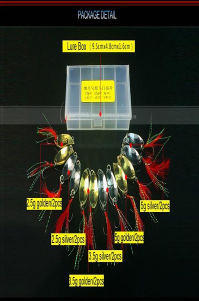 

12pcs metal spoon fishing lure kit set sequin paillette with feather spoon lure feather spinner bait fishing tackle accessories sqctne