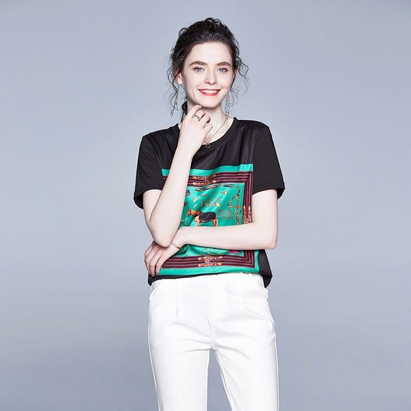 

короткая рукав 2020 новая футболка вокруг шеи женской летней женщины брюнет напечатаны футболки для женщин ihjsz, White