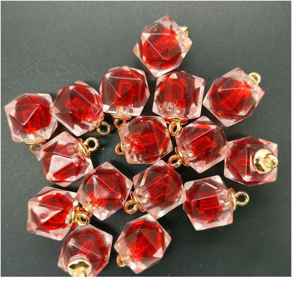 

new diy 10pcs 16mm mini acrylic transparent polygon beads charm pendant ornaments jewelry making bbynpu, Bronze;silver