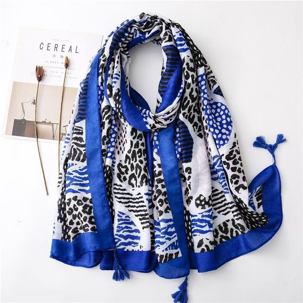 

scarves 2021 leopard print tassel shawls long women soft animal wrap scarf hijab, Blue;gray