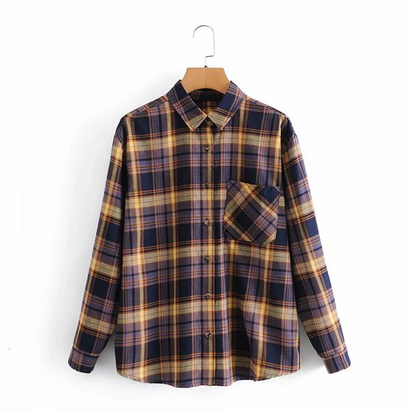 

2021 new vintage stylish oversized plaid jacket coat women fashion lapel collar long sleeve loose chic top, Black;brown