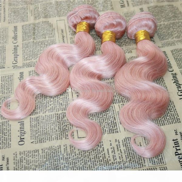 

new arrival pink human hair bundles brazilian pink body wave hair extension 3pcs lot rose pink hair weft, Black;brown