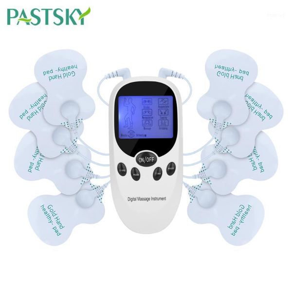 

6 modes duble output tens ems muscle stimulator digital electric pulse therapy device pain relief acupuncture massage1