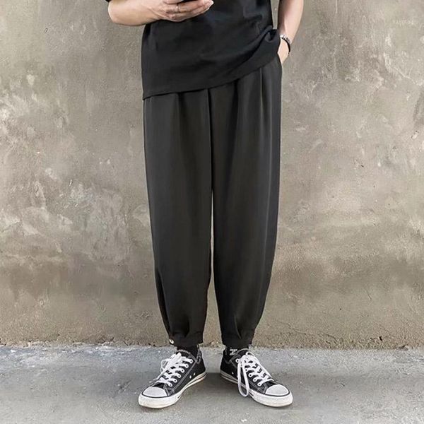 

harem pants men casual plus size korean style black khaki ankle-legnth trousers mens fashion streetwear bottom with pockets soft1