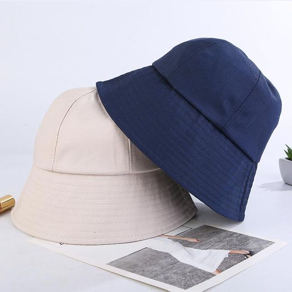

autumn and winter new round solid color fisherman's hat for men and women, Blue;gray