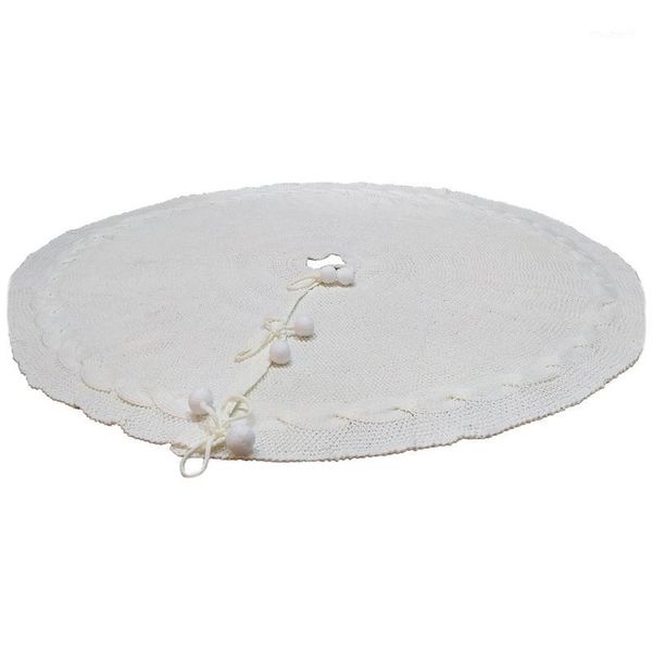 

christmas tree skirt solid home aprons floor mat festival round knitting party 120cm ornament carpet diy decoration1