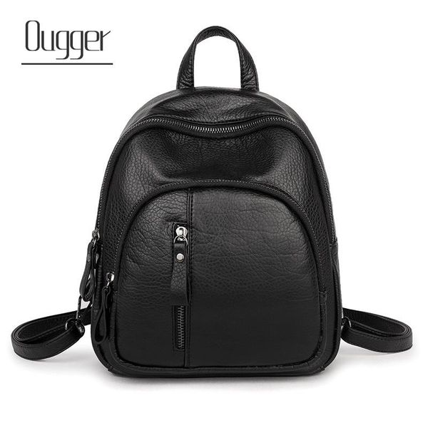 

ougger women backpack pu solid multifunction cute small backpacks for teenage girls female black mini school shoulder bag