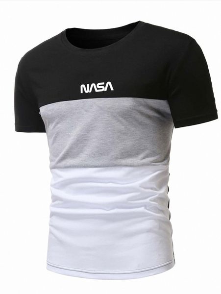 

men letter graphic cut and sew tee 51nd#, White;black