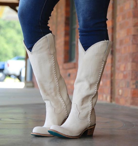 

winter womens boots solid retro knee high boots handmade leather long booties women high cowboy fashion casual shoes 2020, Black