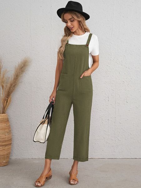 

emery rose pocket front overalls without r8vs#, White