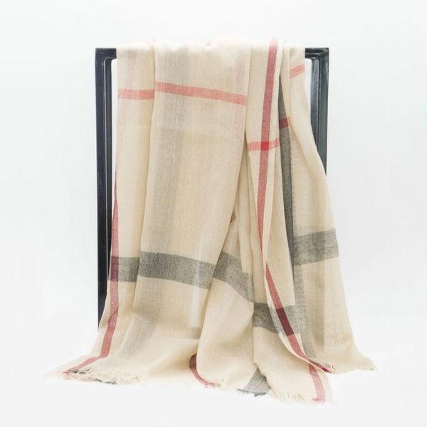 

scarves 2021 women classic plaid scarf cotton linen vintage shawl european and american style essential 175*70cm 4color, Blue;gray