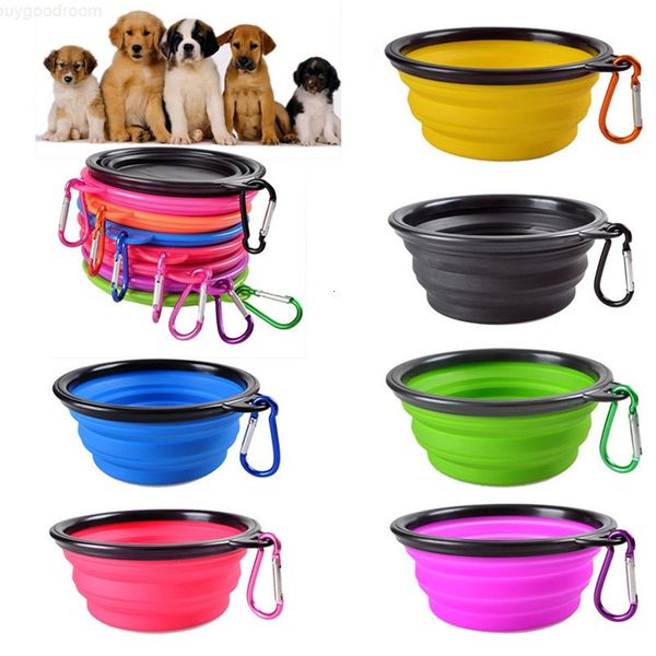 

travel collapsible dog cat feeding bowl two styles pet water dish feeder silicone foldable bowl with hook 18 styles to choose