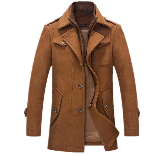 

glestore men's winter thicken warm stand collar wool coat1, Black