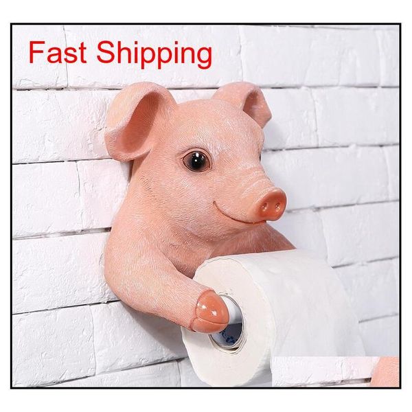 

bathroom toilet roll paper holder cute pig holding case resin qylqza homes2011