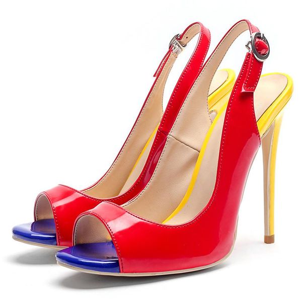 

sexy насосы женщины фетиш обувь peep toe slingback женщина насосы платформы экстремальный высокой пятки stripper патентный обувь 12см размер, Black
