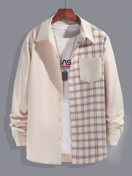 

men plaid button through shirt 382w#, White;black