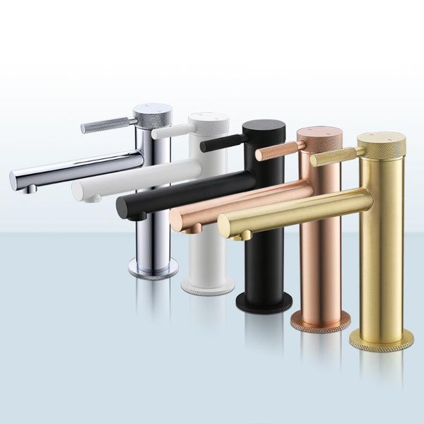 

bathroom sink faucets home multi-color bath basin faucet brushed rose gold brass cold and water taps wash mixer.