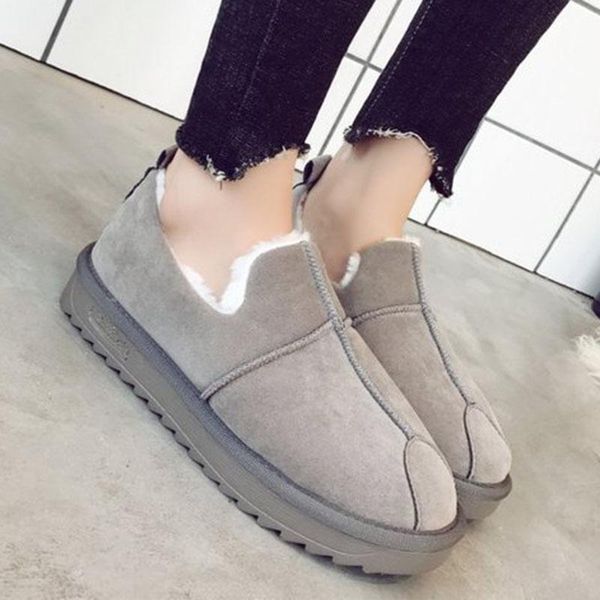 

women boots shoes warm plush snow boots suede women shoes with fur fashion ankle warm flock winter woman, Black