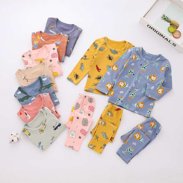 

girls' autumn boys' trousers set basic thermal underwear children's pajamas and household cloth, Blue;red