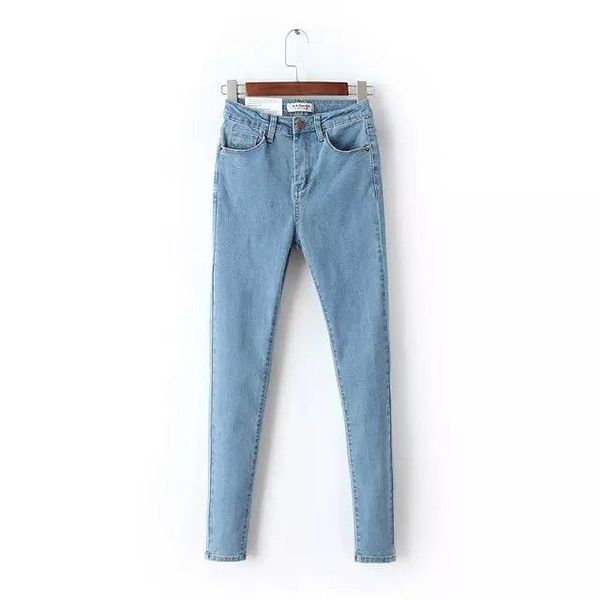 

women jeans american style high waist elastic skinny pencil pants denim trousers fashion pantalones vaqueros mujer grey, Blue