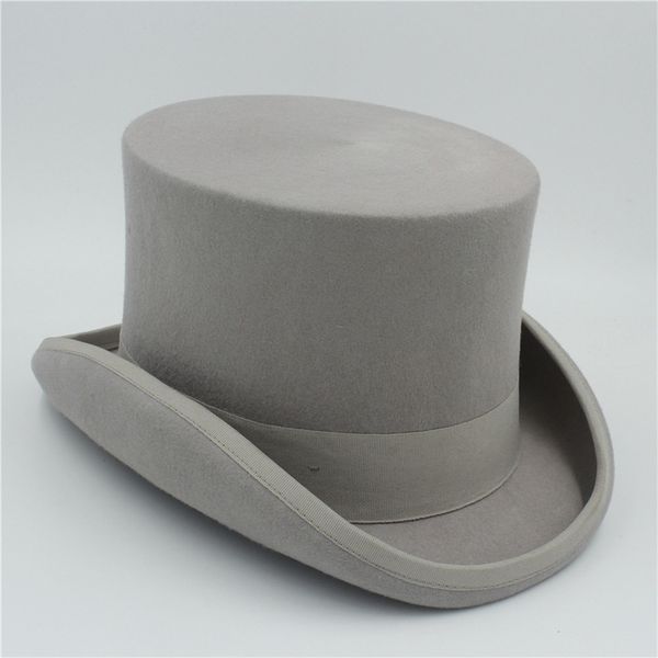 

15cm(5.89inch) 100% wool sherlock holmes steampunk hat women men fedora president magic hat black grey red white y200110, Blue;gray