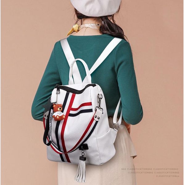 

lism shoulder bag for young tassel leather bags 2020 new retro fashion zipper ladies backpack leather school bag bbyuvq
