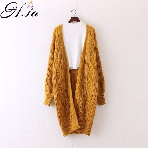 

h.sa winter autumn long female cardigans latern sleeve casual knitted poncho sweaters oversized long cardigans korean sueter 201128, White;black