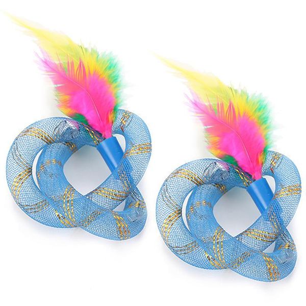 

2pcs cat toys funny colorful cat spring toys line tube with feather spring elastic toy pet interactive training supplies jllxhs