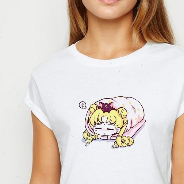 

popular pretty soldier sailor moon tshirt young ladies spring summer t shirt harajuku cute and spoof printing o neck t shirt, White