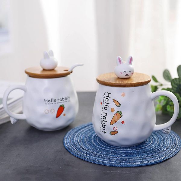 

mugs ceramic cartoon cup office home breakfast milk coffee with spoon cover student couple birthday gift