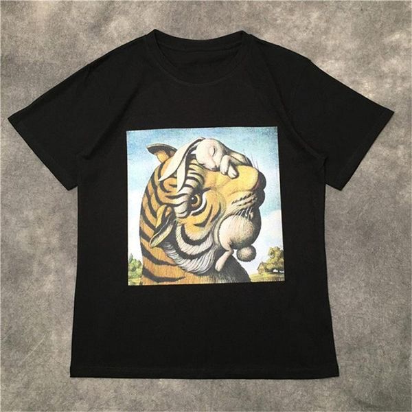 

fashion mens t shirt 20ss tiger pattern tennis short sleeves t shirts men and women couples style hip hop tee streetwear, White;black