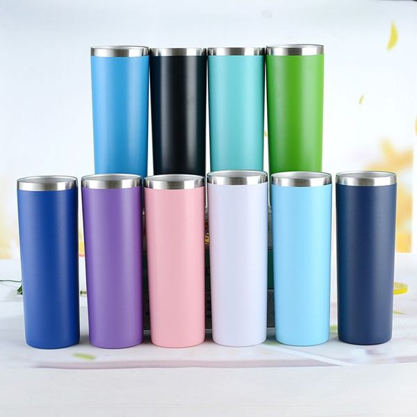

20oz тощий массажер из нержавеющей стали с вакуумной изоляцией straight кубок пива кружка кофе очки с крышками и соломинки 25pcs sea shippin
