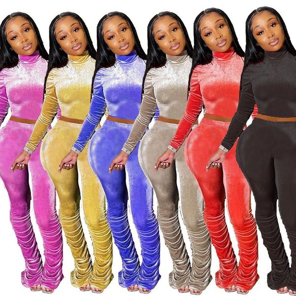 

l170 2020 fall fashion pleated stacked 2 piece pants set clothing for womens