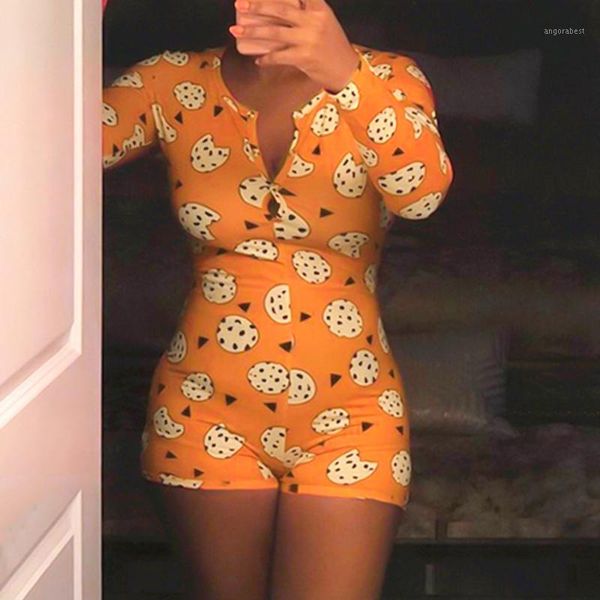 

summer autumn women long sleeve lounge playsuits ladies casual high stretch skinny leopard cookie pattern playsuits1, Black;white