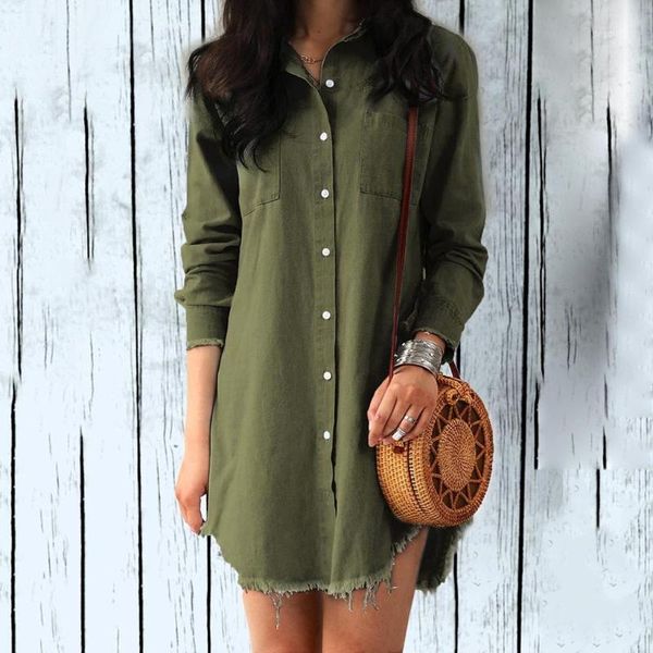 

casual dresses cowboy tassels short dress ladies fashion autumn buttons denim sundress women evening party vestido de fest1, Black;gray