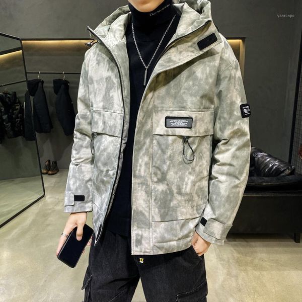 

hcxy brand 2020 mens winter parka large size japanese loose trend tooling coat male warm and thick camouflage jacket for men1, Black