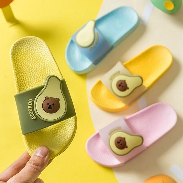 

cute avocado slippers for boys girls kis soft cartoon house shoe casual soft children flip flops summer toddler beach slippers y201028, Black;grey
