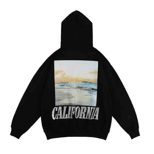 

22ss california p scenery cotton oversized askyurself sweatshirt men women streetwear autumn winter harajuku fashion wear, Black