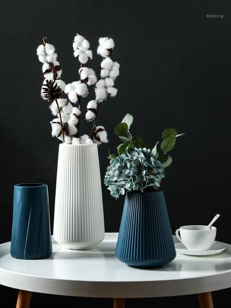 

plastic tablevase white blue imitation ceramic flower pot flower basket dried vase decoration home office decoration1