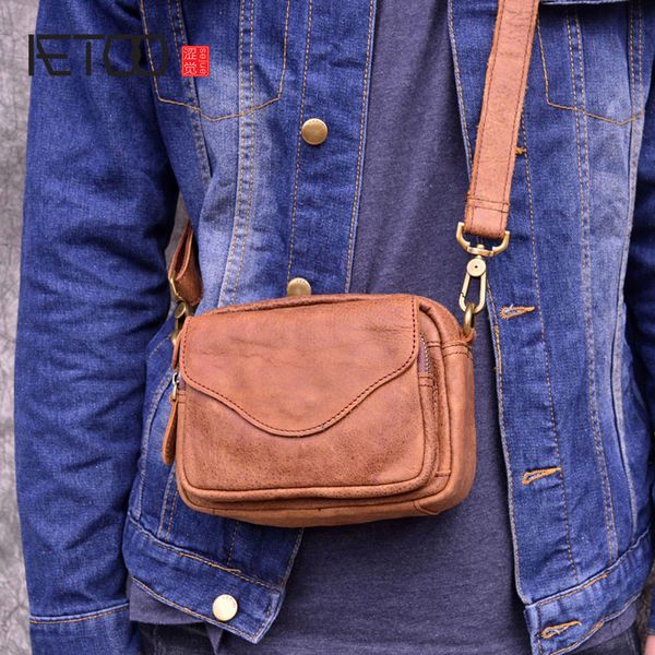 

hbp aetoo vintage matte leather men's messenger bag head layer leather cross section flap summer casual small phone bag