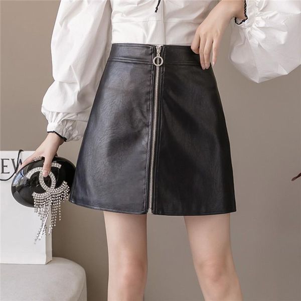 

coigarsam women short skirt new high waist zipper skirts black 20651