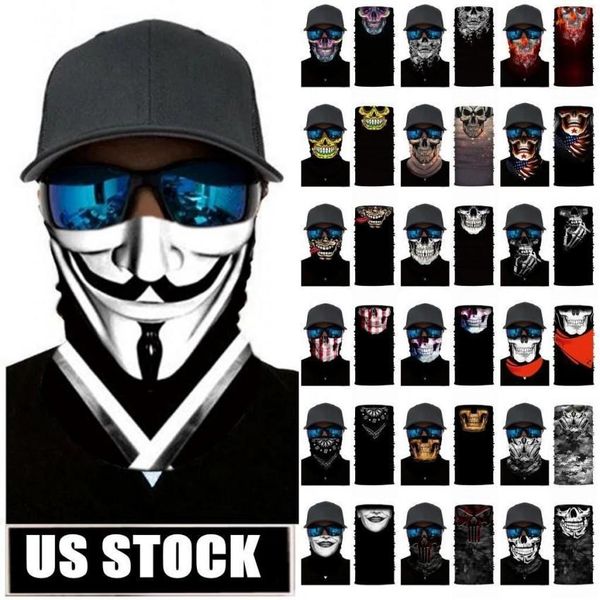 

us headband sports skull turban magic scarves face masks bandanas cycling stock ghost neck skull skeleton outdoor motorcycle wrap fy713 afpg