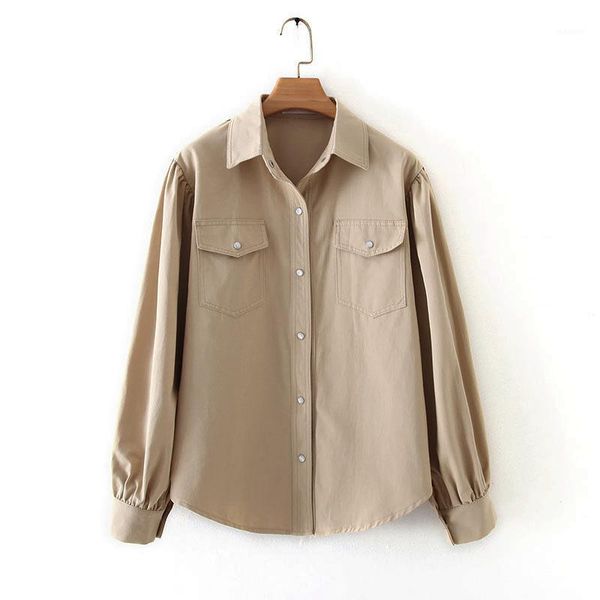 

thick women long sleeve shirt autumn 2019 new fashion pockets modern lady casual shirts1, White