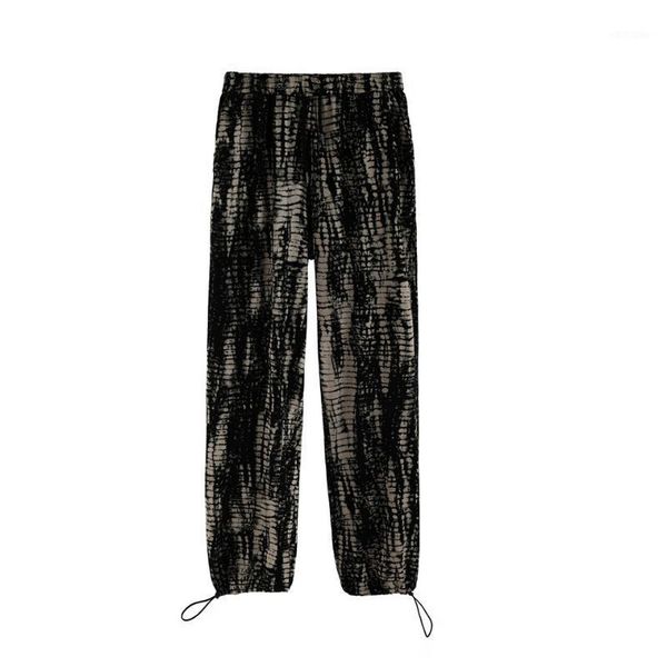 

2020 new asian force rendering trousers fashion casual loose straight printed breathable casual knitted trousers1, Black