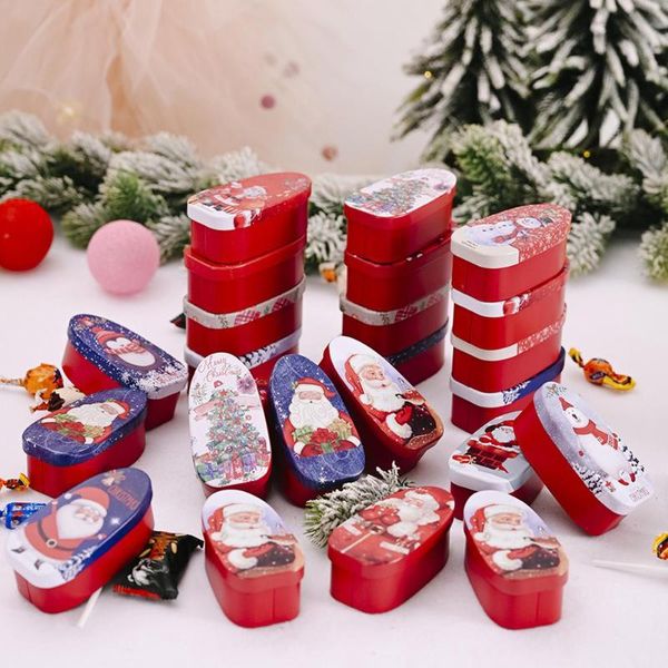 

christmas candy tin box iron storage can christmas party cartoon children gift sweets box random