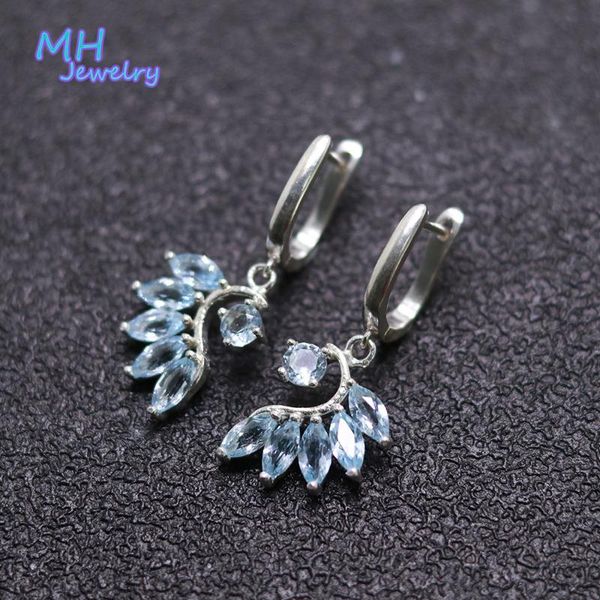 

dangle & chandelier mh 2021100% natural blue z heart shaped earring sterling 925 silver fine jewelry for women lady party wedding gift