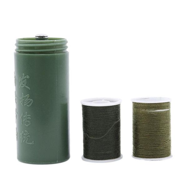 

new mini sewing kit cylinder case portable travel with threads needles craft sewing box set army green portable kit, Black