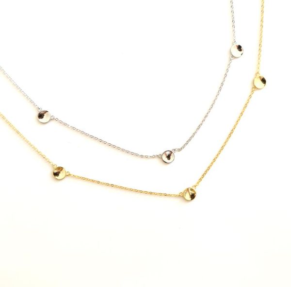 

горячей продажа dainty дисков монет шармов шариков ювелирных изделия простых цепи ожерелье для женщин подарков, Silver