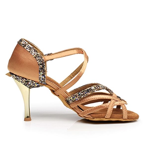 

2021 new women glitter latin woman high heel bachata salsa dancing shoes for party wedding gilrs practice dance sandals xe5t, Black