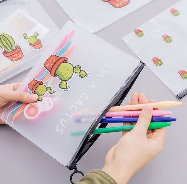 

beauty toiletry travel bags make up female makeup organizer large capacity transparent pens women cactus plastic pencil bag